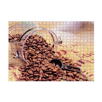 Cakapuzzle Cam Kavanoz Kahve Çekirdekleri Çuval Zemin 120 Parça Ahşap Puzzle
