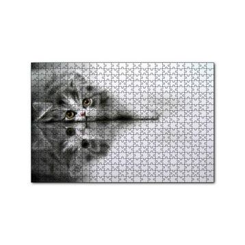 Cakapuzzle Cam Zeminde Sevimli Yavru Kedi Çizim 120 Parça Ahşap Puzzle