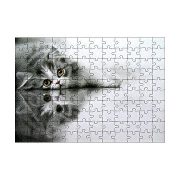 Cakapuzzle Cam Zeminde Sevimli Yavru Kedi Çizim 120 Parça Ahşap Puzzle