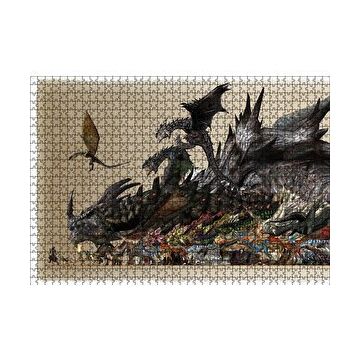 Cakapuzzle Canavar Avcısı Ejderhalar ve Avcılar 120 Parça Ahşap Puzzle