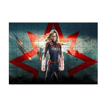 Cakapuzzle Captain Marvel ve Yıldız 120 Parça Ahşap Puzzle