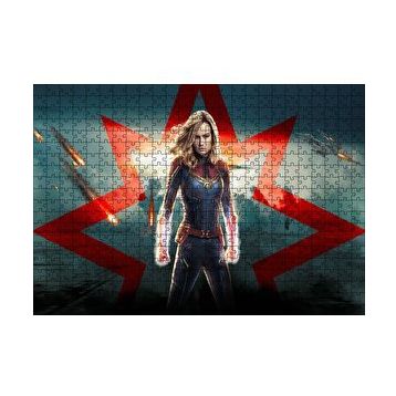 Cakapuzzle Captain Marvel ve Yıldız 120 Parça Ahşap Puzzle