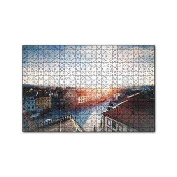 Cakapuzzle Çatıdan Şehir ve Güneş Işıkları Mdf 120 Parça Puzzle