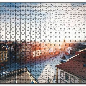Cakapuzzle Çatıdan Şehir ve Güneş Işıkları Mdf 120 Parça Puzzle