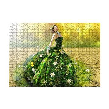 Cakapuzzle Çatlak Topraklar ve Yeşeren Elbiseli Kız 120 Parça Ahşap Puzzle