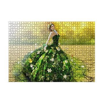 Cakapuzzle Çatlak Topraklar ve Yeşeren Elbiseli Kız 120 Parça Ahşap Puzzle
