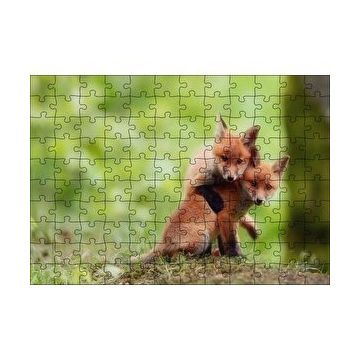Cakapuzzle Çayırda Birbiriyle Oynayan Yavru Tilkiler 120 Parça Ahşap Puzzle