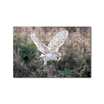 Cakapuzzle Çayırda Konmaya Hazırlanan Beyaz Baykuş 120 Parça Ahşap Puzzle