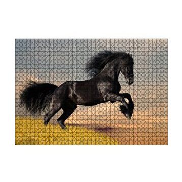 Cakapuzzle Çayırda Koşan Vahşi Siyah At 120 Parça Ahşap Puzzle