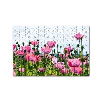 Cakapuzzle Çayırda Pembe Gelincikler ve Gökyüzü 120 Parça Ahşap Puzzle