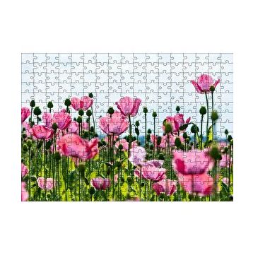 Cakapuzzle Çayırda Pembe Gelincikler ve Gökyüzü 120 Parça Ahşap Puzzle