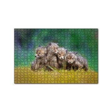 Cakapuzzle Çayırda Sevimli Tilki Yavruları 120 Parça Ahşap Puzzle