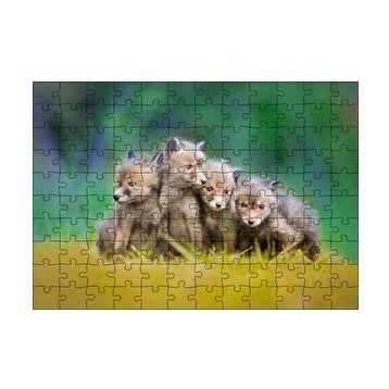 Cakapuzzle Çayırda Sevimli Tilki Yavruları 120 Parça Ahşap Puzzle