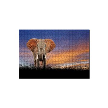Cakapuzzle Çayırdaki Yetişkin Fil ve Kızıl Gökler 120 Parça Ahşap Puzzle