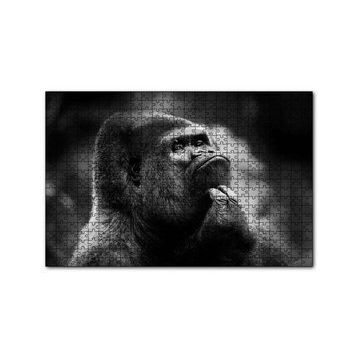Cakapuzzle Çenesini Kaşıyan Goril Görseli 120 Parça Ahşap Puzzle