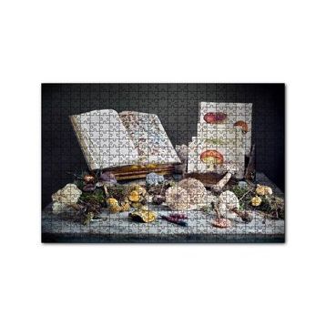 Cakapuzzle Çeşitli Mantarlar ve Mantarlara Dair Kitaplar 120 Parça Ahşap Puzzle