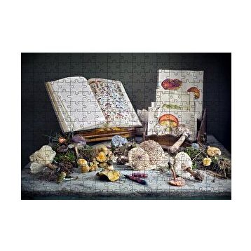 Cakapuzzle Çeşitli Mantarlar ve Mantarlara Dair Kitaplar 120 Parça Ahşap Puzzle
