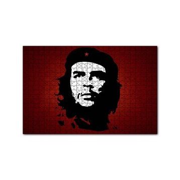 Cakapuzzle Che Guevara Kırmızı Zemine Gölge Sanatı 120 Parça Ahşap Puzzle