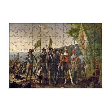 Cakapuzzle Christopher Columbus Askerler Ve Yerli Halk 120 Parça Ahşap Puzzle
