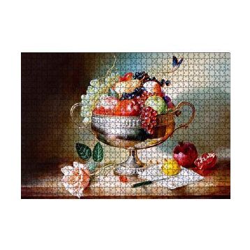 Cakapuzzle Çiçek Meyve Tabağı Görseli 120 Parça Ahşap Puzzle