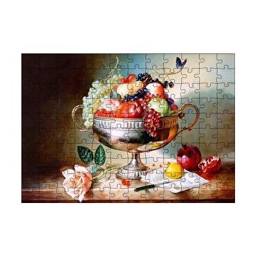 Cakapuzzle Çiçek Meyve Tabağı Görseli 120 Parça Ahşap Puzzle