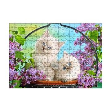 Cakapuzzle Çiçek Ve Sevimli Kediler 120 Parça Ahşap Puzzle