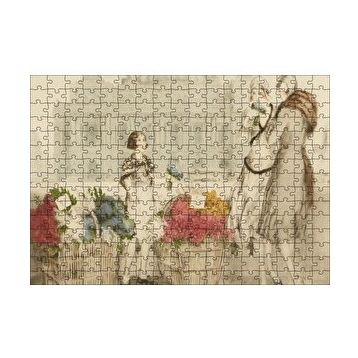 Cakapuzzle Çiçekçi Kız ve Müşterisi Kadınlar 120 Parça Ahşap Puzzle