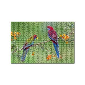 Cakapuzzle Çiçekli Dal Üzerindeki Renkli Papağanlar 120 Parça Ahşap Puzzle