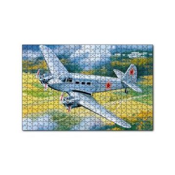 Cakapuzzle Çift Motorlu Nostaljik Uçak 120 Parça Ahşap Puzzle