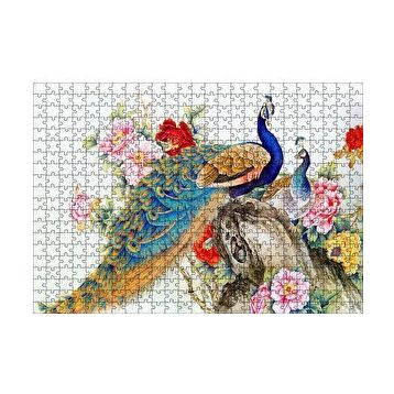 Cakapuzzle Çift Tavuskuşiar Sanatsal Görsel 120 Parça Ahşap Puzzle