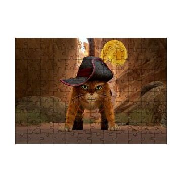 Cakapuzzle Çizmeli Kedi Çizgi film Görseli 120 Parça Ahşap Puzzle