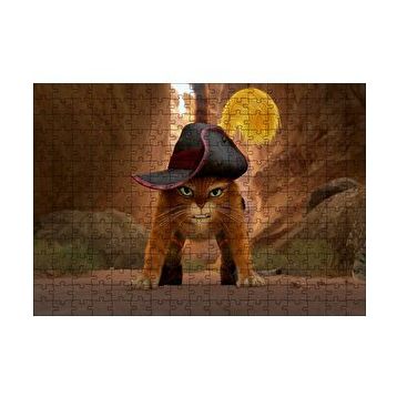Cakapuzzle Çizmeli Kedi Çizgi film Görseli 120 Parça Ahşap Puzzle
