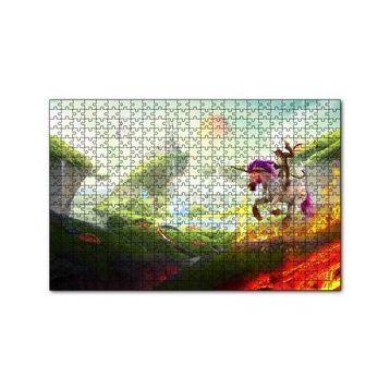 Cakapuzzle Çizmeli Kedi ve Unicornun Şato Saldırısı 120 Parça Ahşap Puzzle