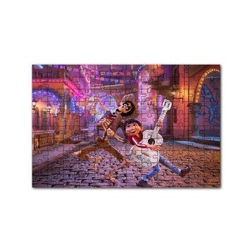 Cakapuzzle Coco Gitarist Çocuk ve İskelet Dans Ediyor 120 Parça Ahşap Puzzle