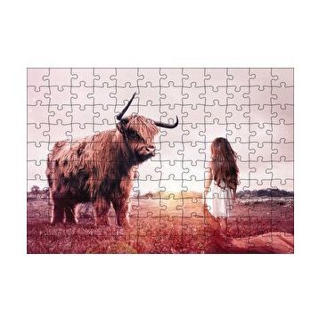 Cakapuzzle Çocuk ve Boğa 120 Parça Ahşap Puzzle