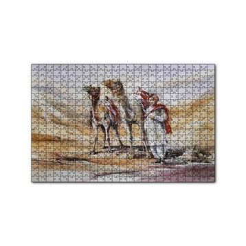 Cakapuzzle Çölde İki Deve ve Rehber 120 Parça Ahşap Puzzle