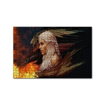 Cakapuzzle Daenerys Targaryen ve Ejderhalar Çizim 120 Parça Ahşap Puzzle