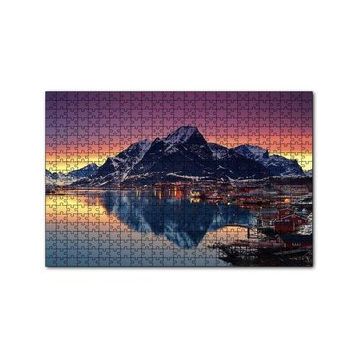 Cakapuzzle Dağ Göl Kasaba Görseli 120 Parça Ahşap Puzzle