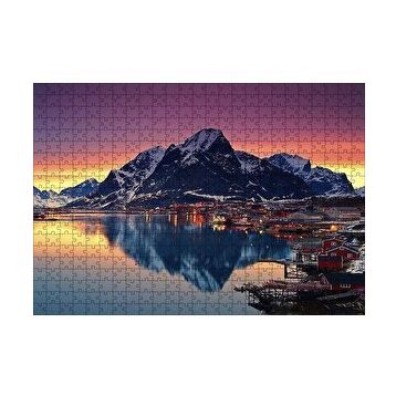 Cakapuzzle Dağ Göl Kasaba Görseli 120 Parça Ahşap Puzzle