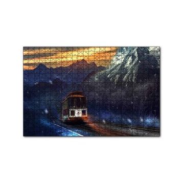 Cakapuzzle Dağlar Kar Yağışı ve Tren 120 Parça Ahşap Puzzle