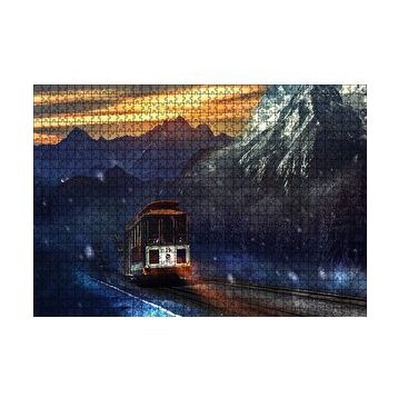 Cakapuzzle Dağlar Kar Yağışı ve Tren 120 Parça Ahşap Puzzle