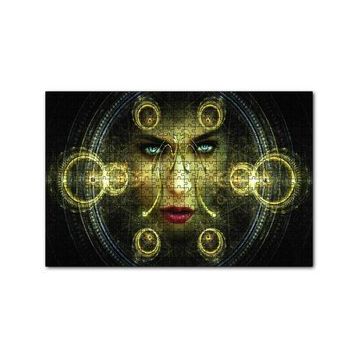 Cakapuzzle Daireler çinde Kadın Yüz Gözler 120 Parça Ahşap Puzzle