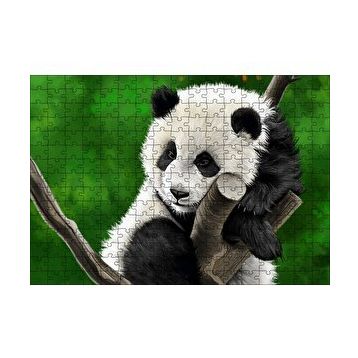 Cakapuzzle Dala Sarılmış Sevimli Panda Dijital Çizim 120 Parça Ahşap Puzzle