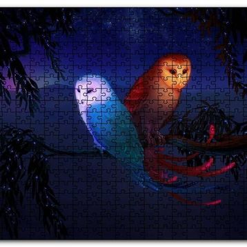 Cakapuzzle Dalda Fantastik Baykuşlar ve Işıklar Mdf 120 Parça Puzzle