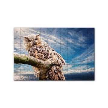 Cakapuzzle Daldaki Avcı Baykuş Deniz ve Bulutlar 120 Parça Ahşap Puzzle