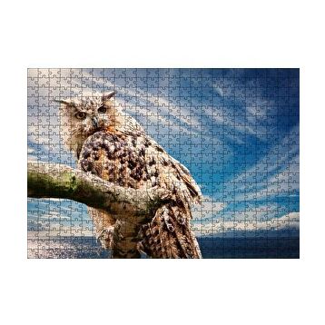 Cakapuzzle Daldaki Avcı Baykuş Deniz ve Bulutlar 120 Parça Ahşap Puzzle