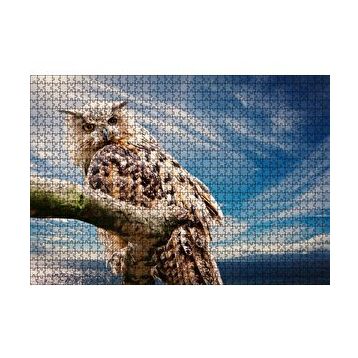Cakapuzzle Daldaki Avcı Baykuş Deniz ve Bulutlar 120 Parça Ahşap Puzzle