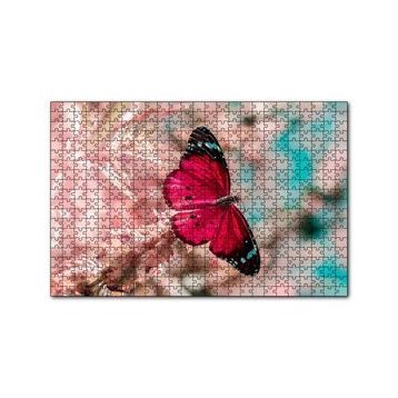 Cakapuzzle Daldaki Kırmızı Kelebek Yakın Plan 120 Parça Ahşap Puzzle