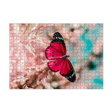 Cakapuzzle Daldaki Kırmızı Kelebek Yakın Plan 120 Parça Ahşap Puzzle