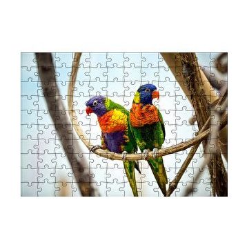 Cakapuzzle Daldaki Papağan Çift 120 Parça Ahşap Puzzle